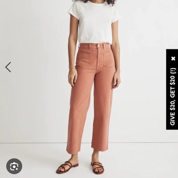 Madewell Pants - Madewell Emmett Wide-leg Crop Pink 28P